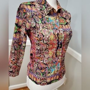 Alberto Makali sequin colorful button blouse vintage 1980s
